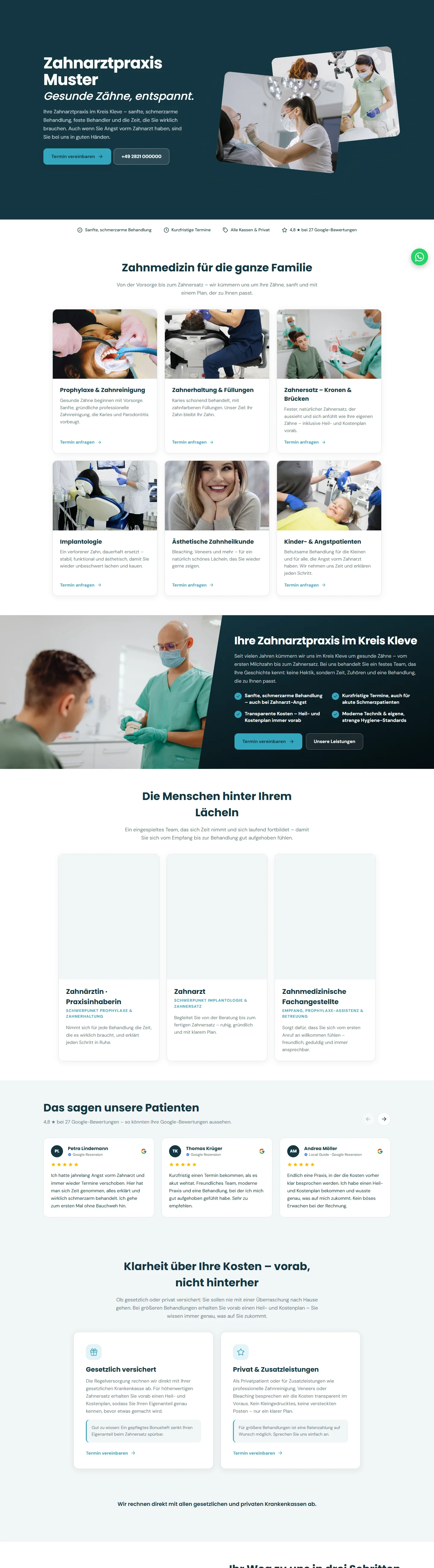 A dental practice website we designed